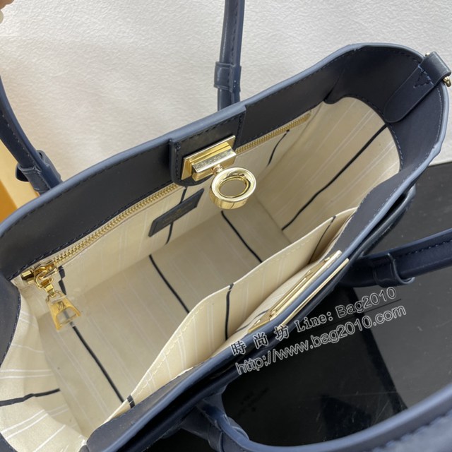 Lv路易威登2023專櫃新款On My Side小號手袋 LV帆布拼皮手提肩背女包 M22195 M59905 ydh5160